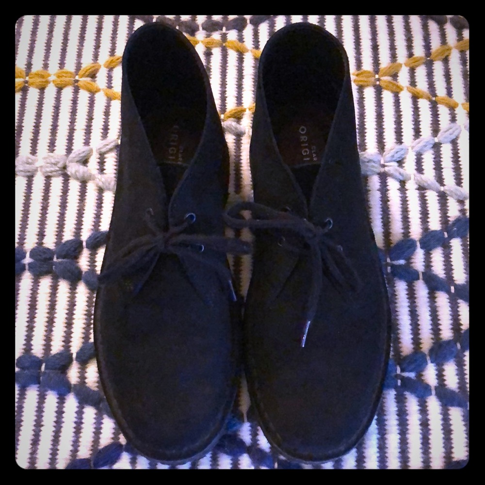 Clarks Black Suede Desert Boots